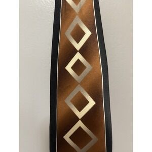Italian Handmade Milano Tie 100% Pure Silk Black Brown Gold